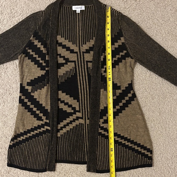 Calvin Klein Geometric Black and Brown Cardigan - Picture 5 of 6
